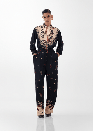 NOIB Nocturnal Jungle Print Blouse Black Ivory Iris - MMJs Fashion