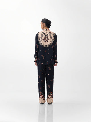 NOIB Nocturnal Jungle Print Blouse Black Ivory Iris - MMJs Fashion
