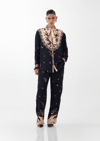 NOIB Nocturnal Jungle Print Blouse Black Ivory Iris - MMJs Fashion