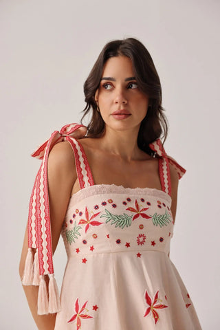 NOIB Tie Strap Midi Dress Peach Nora - MMJs Fashion