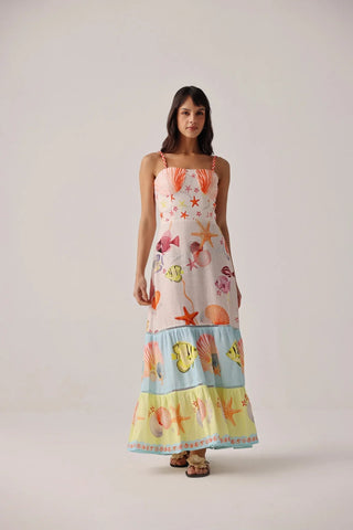 NOIB Tiered Maxi Dress Seaborn Pink Ruby - MMJs Fashion