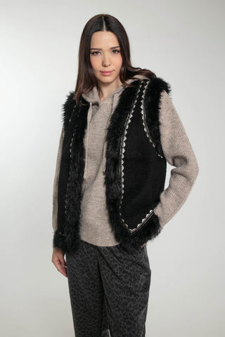 Nooki Faux Shearling Gilet Black Dannika - MMJs Fashion