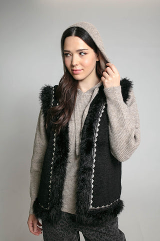 Nooki Faux Shearling Gilet Black Dannika - MMJs Fashion