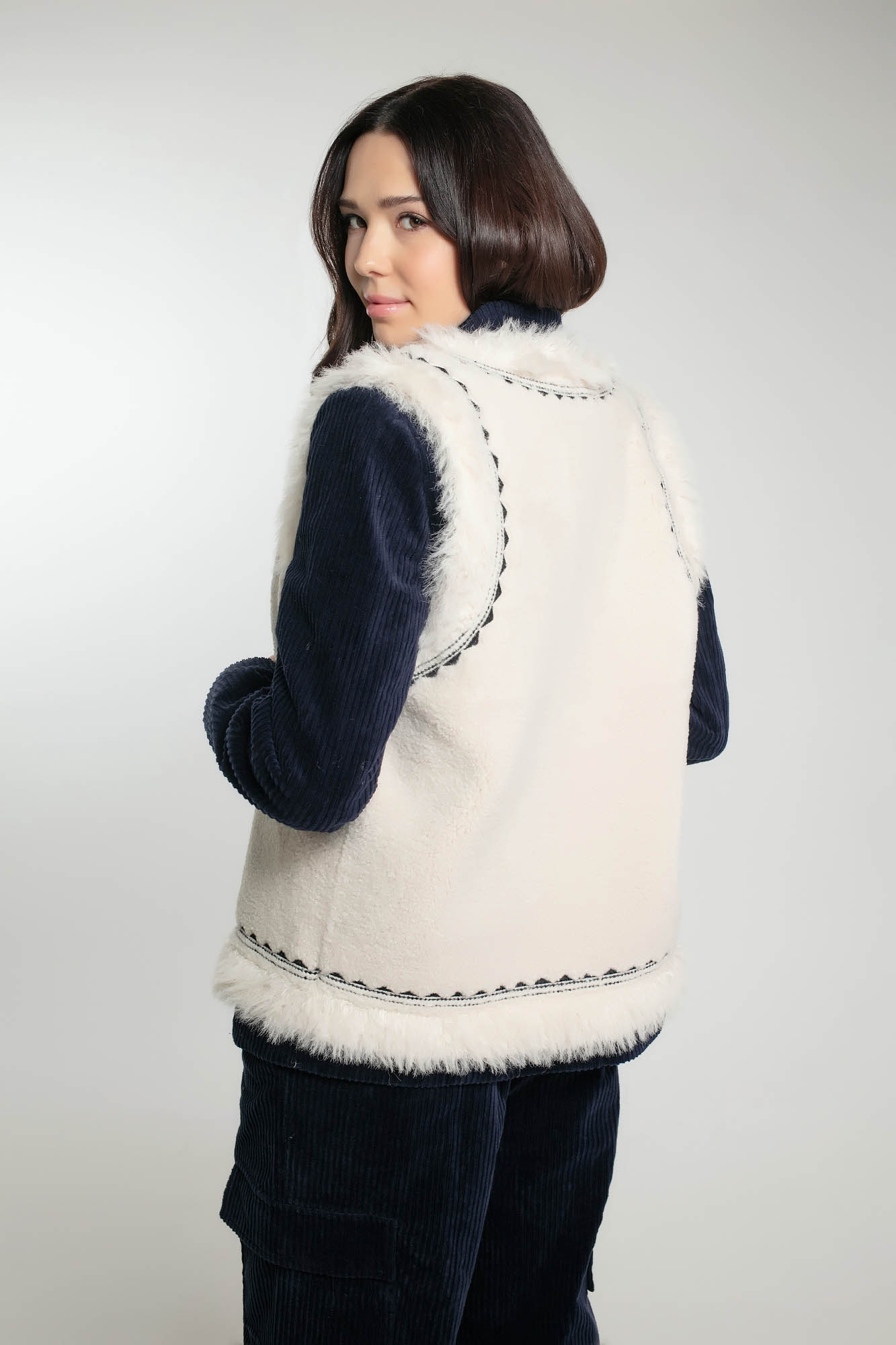 Faux shearling cardigan deals