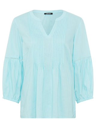 Olsen 3/4 Puff Sleeve Blouse Aqua Blue - MMJs Fashion