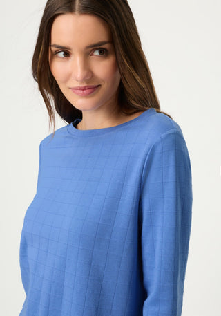 Olsen 3/4 Sleeve Check Top Blue Hannah - MMJs Fashion