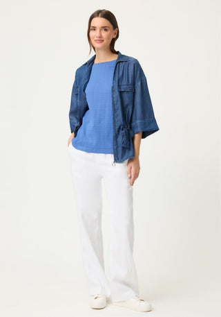 Olsen 3/4 Sleeve Check Top Blue Hannah - MMJs Fashion