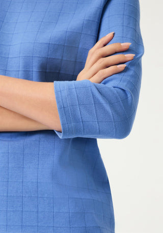 Olsen 3/4 Sleeve Check Top Blue Hannah - MMJs Fashion