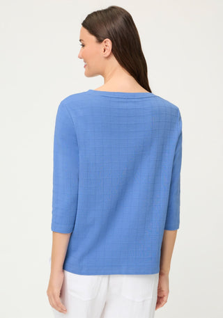 Olsen 3/4 Sleeve Check Top Blue Hannah - MMJs Fashion