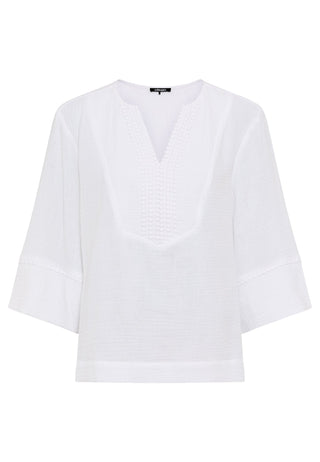 Olsen 3/4 Sleeve Textured Blouse White - MMJs Fashion