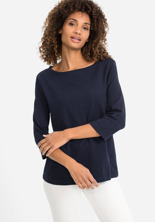 Olsen 3/4 Sleeve Top Navy Blue Hannah - MMJs Fashion
