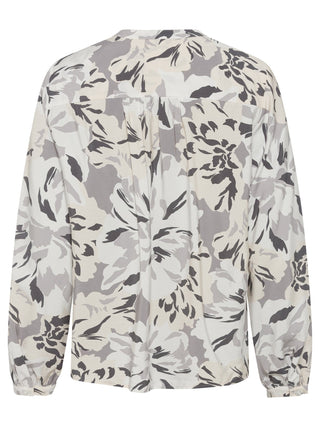 Olsen Abstract Floral Print Blouse Grey Ivory - MMJs Fashion