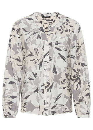 Olsen Abstract Floral Print Blouse Grey Ivory - MMJs Fashion