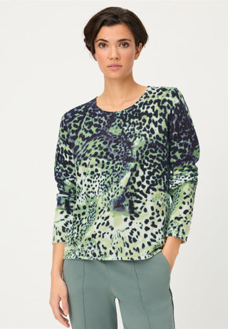 Olsen Animal Print Jumper Blue Green Henny - MMJs Fashion