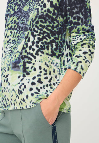 Olsen Animal Print Jumper Blue Green Henny - MMJs Fashion