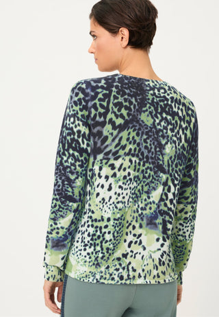 Olsen Animal Print Jumper Blue Green Henny - MMJs Fashion