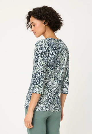 Olsen Animal Print Top Blue Green Edda - MMJs Fashion