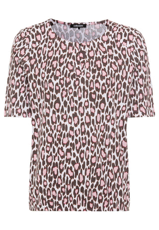 Olsen Animal Print Top Brown Pink Clara - MMJs Fashion