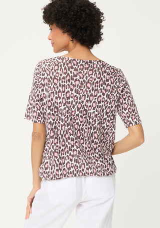 Olsen Animal Print Top Brown Pink Clara - MMJs Fashion