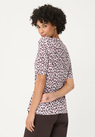Olsen Animal Print Top Brown Pink Edda - MMJs Fashion