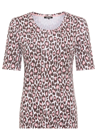Olsen Animal Print Top Brown Pink Edda - MMJs Fashion