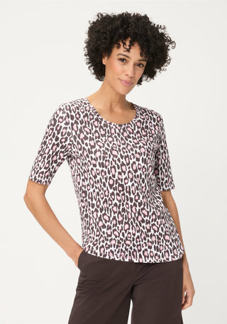 Olsen Animal Print Top Brown Pink Edda - MMJs Fashion