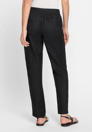 Olsen Black Linen Trousers Cropped Lisa - MMJs Fashion