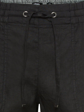 Olsen Black Linen Trousers Cropped Lisa - MMJs Fashion