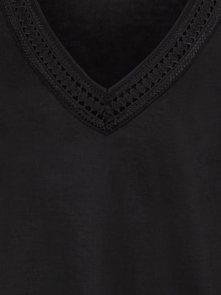 Olsen Black Openwork Trim Top Cosima - MMJs Fashion