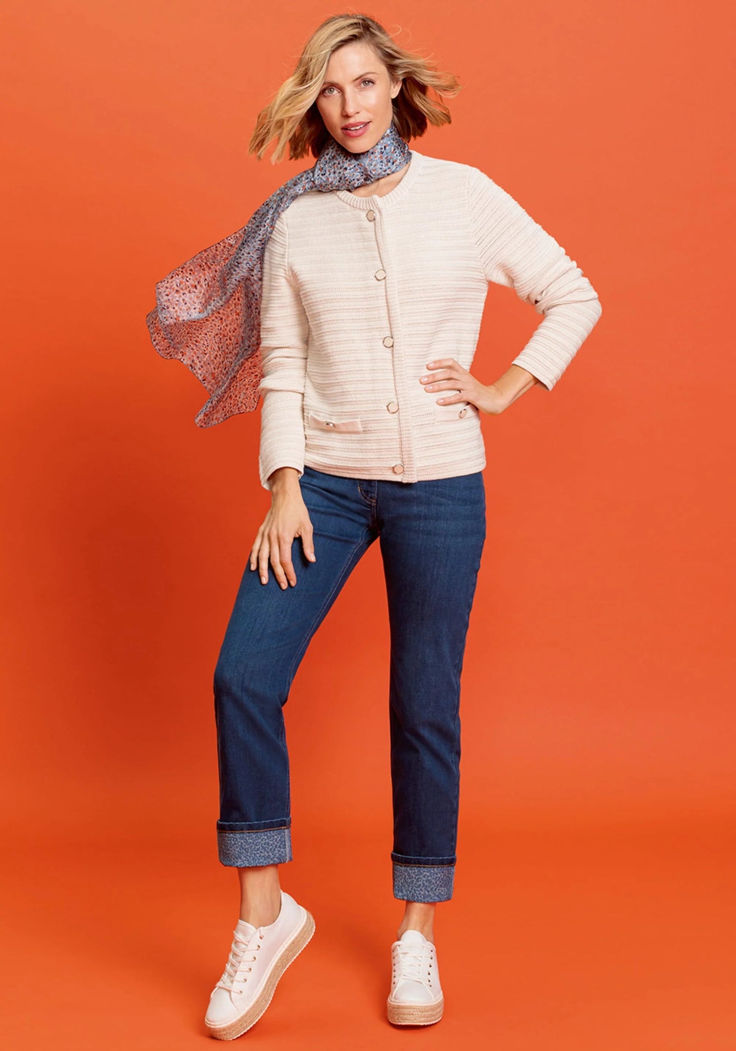 Olsen Straight Leg Cropped Jeans Blue Lisa Fit
