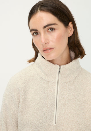 Olsen Borg Zip Neck Sweatshirt Beige Cora - MMJs Fashion