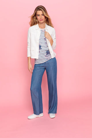 Olsen Casual Denim Look Trousers Blue Anna Wide - MMJs Fashion
