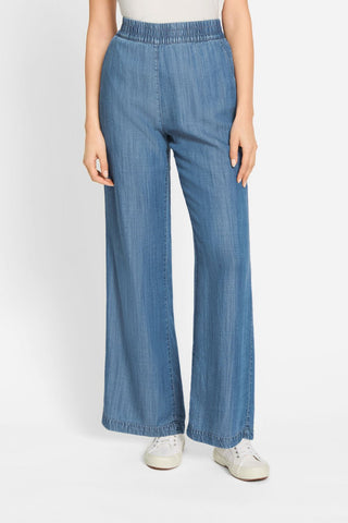 Olsen Casual Denim Look Trousers Blue Anna Wide - MMJs Fashion