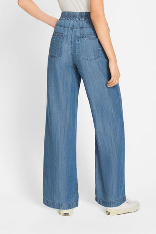 Olsen Casual Denim Look Trousers Blue Anna Wide - MMJs Fashion