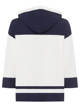 Olsen Colour Block Cardigan with Hood Ivory Blue Cora - MMJs Fashion