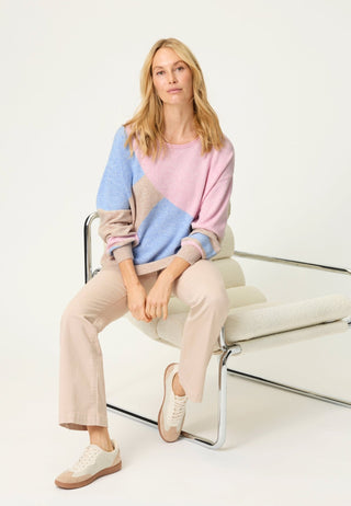 Olsen Colour Block Jumper Beige Pink Blue Cora - MMJs Fashion