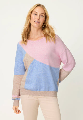 Olsen Colour Block Jumper Beige Pink Blue Cora - MMJs Fashion