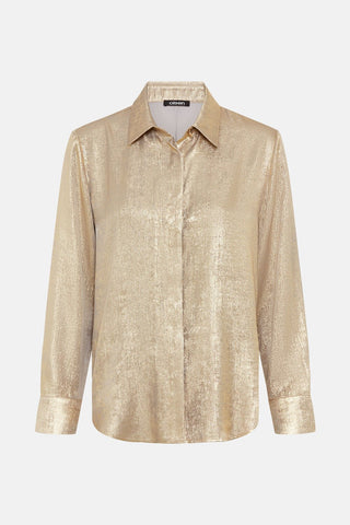 Olsen Covered Placket Blouse Gold - MMJs Fashion