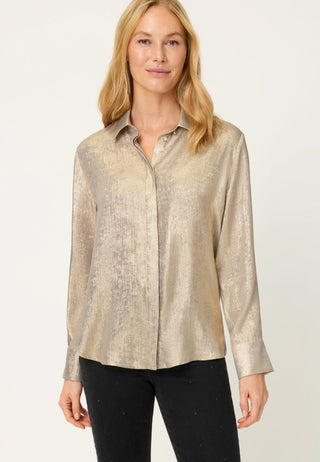 Olsen Covered Placket Blouse Gold - MMJs Fashion