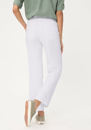 Olsen Cropped Casual Trousers White Mona Straight - MMJs Fashion