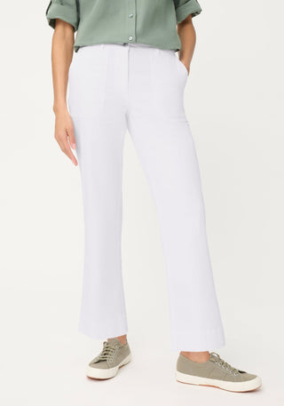 Olsen Cropped Casual Trousers White Mona Straight - MMJs Fashion