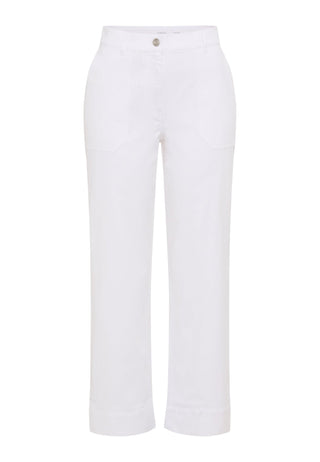 Olsen Cropped Casual Trousers White Mona Straight - MMJs Fashion