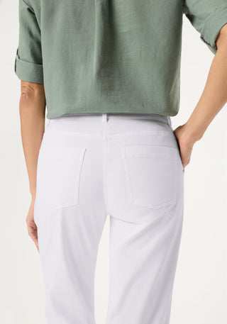 Olsen Cropped Casual Trousers White Mona Straight - MMJs Fashion