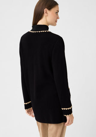 Olsen Decorative Trim Cardigan Black Henny - MMJs Fashion