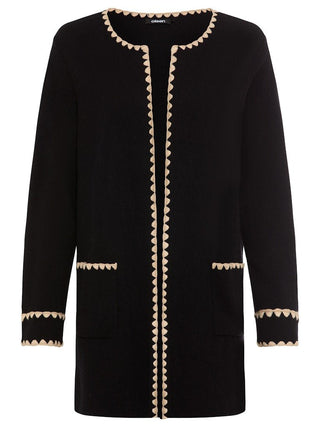 Olsen Decorative Trim Cardigan Black Henny - MMJs Fashion