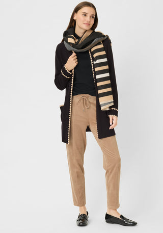 Olsen Decorative Trim Cardigan Black Henny - MMJs Fashion
