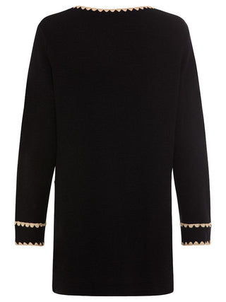 Olsen Decorative Trim Cardigan Black Henny - MMJs Fashion