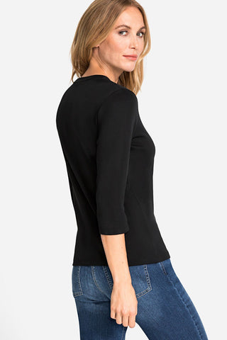 Olsen Diamanté V-Neck Top Black Edda - MMJs Fashion