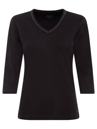 Olsen Diamanté V-Neck Top Black Edda - MMJs Fashion