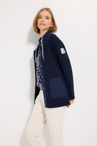 Olsen Drawstring Collar Buttoned Cardigan Blue Henny - MMJs Fashion